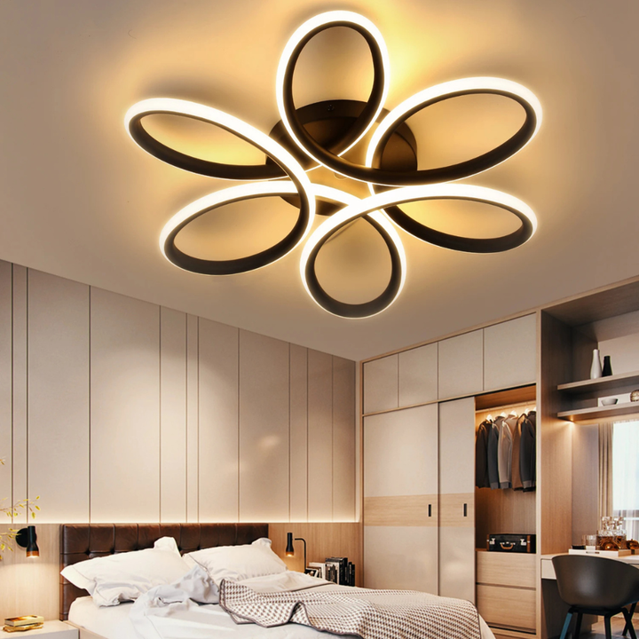 Florévia™ | LED Deckenleuchte im Blumen-Design Schwarz