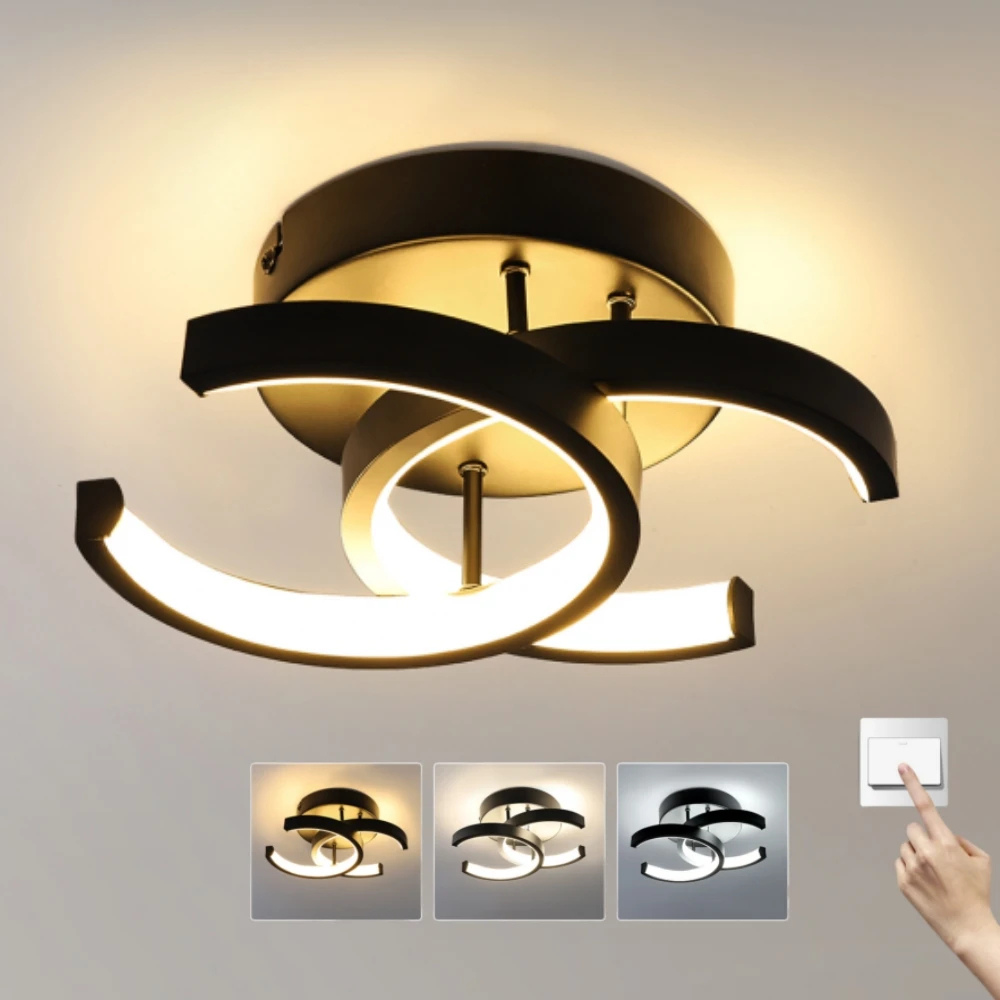 LED Deckenleuchte Schwarz Dimmbar – Moderne Design Deckenlampe 12W, Warmweiß, 1200 lm