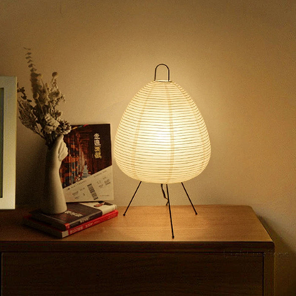 Wabi-Sabi Tischlampe aus Reispapier – Handgefertigte Design Tischleuchte E27 für Wohnzimmer & Schlafzimmer