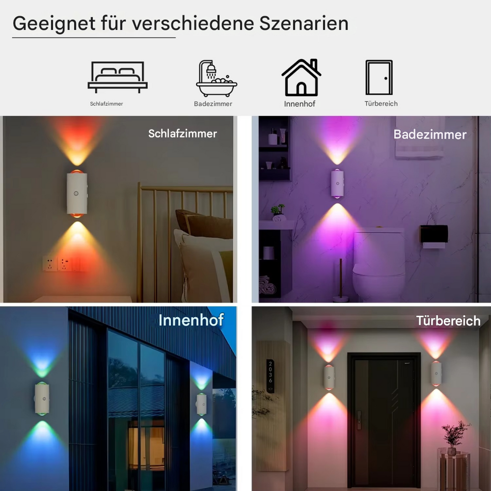 LED Sensor Wandleuchte RGB & Warmweiß – Wiederaufladbare Wandlampe mit Bewegungsmelder für Flur, Treppe & Schlafzimmer
