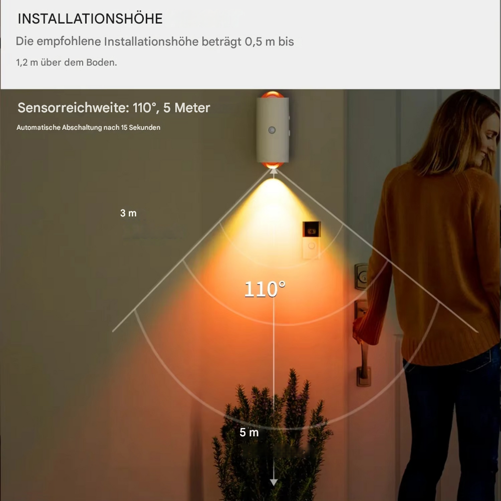 LED Sensor Wandleuchte RGB & Warmweiß – Wiederaufladbare Wandlampe mit Bewegungsmelder für Flur, Treppe & Schlafzimmer