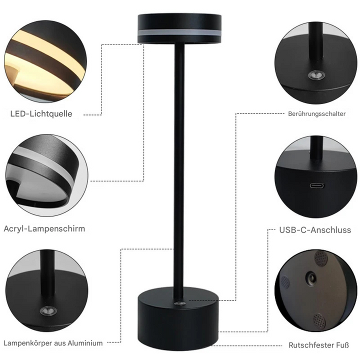 Touchéva™ | Kabellose LED-Design Tischlampe