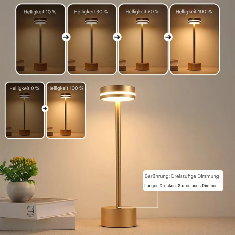 Kabellose LED Tischlampe mit Akku – Touch Dimmer, USB-C, Warm- & Neutralweiß, Moderne Design Tischleuchte für Wohnzimmer & Schlafzimmer