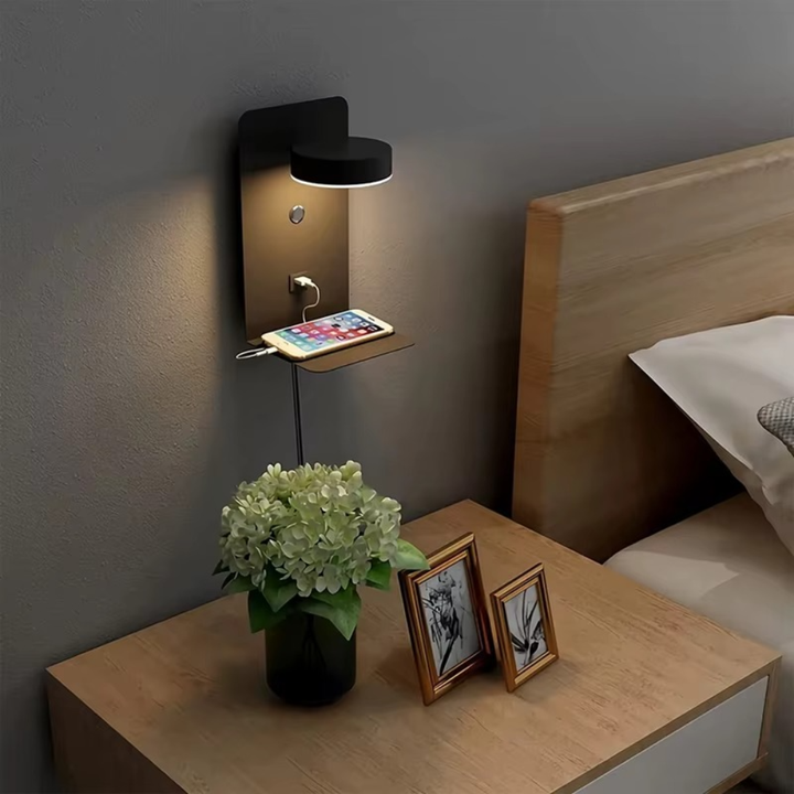 Chargevia™ | LED-Wandleuchte mit USB &amp; Ablage